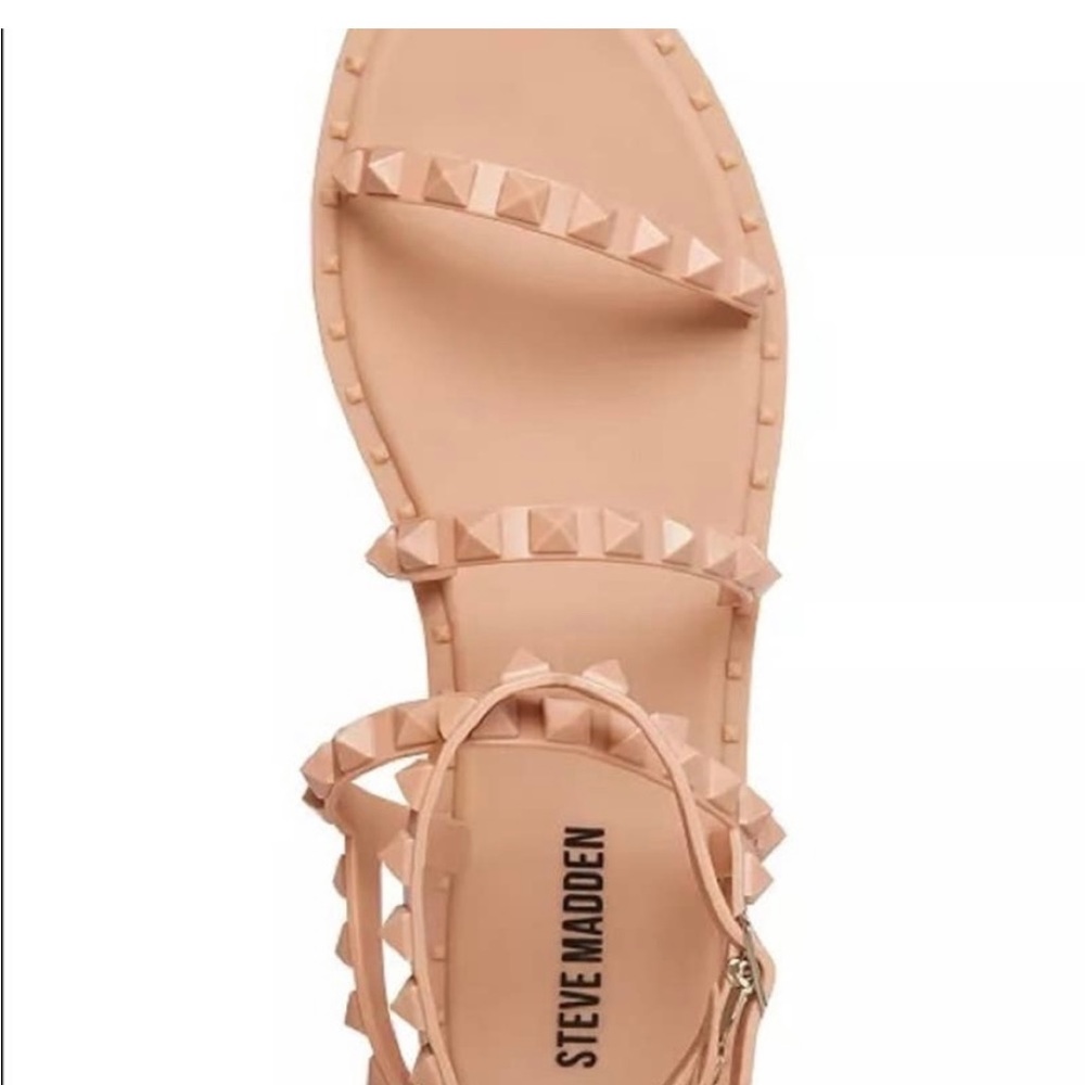 Steve Madden Travel J Jelly Studded Rockstud Flat Sandals Wrap Ankle NEW